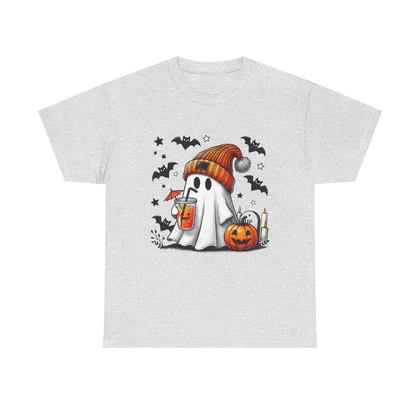Cute Halloween Ghost Tee, Unisex Heavy Cotton T-Shirt, Spooky Shirt, Fall Fashion, Holiday Apparel, Halloween Costume, Gift Idea