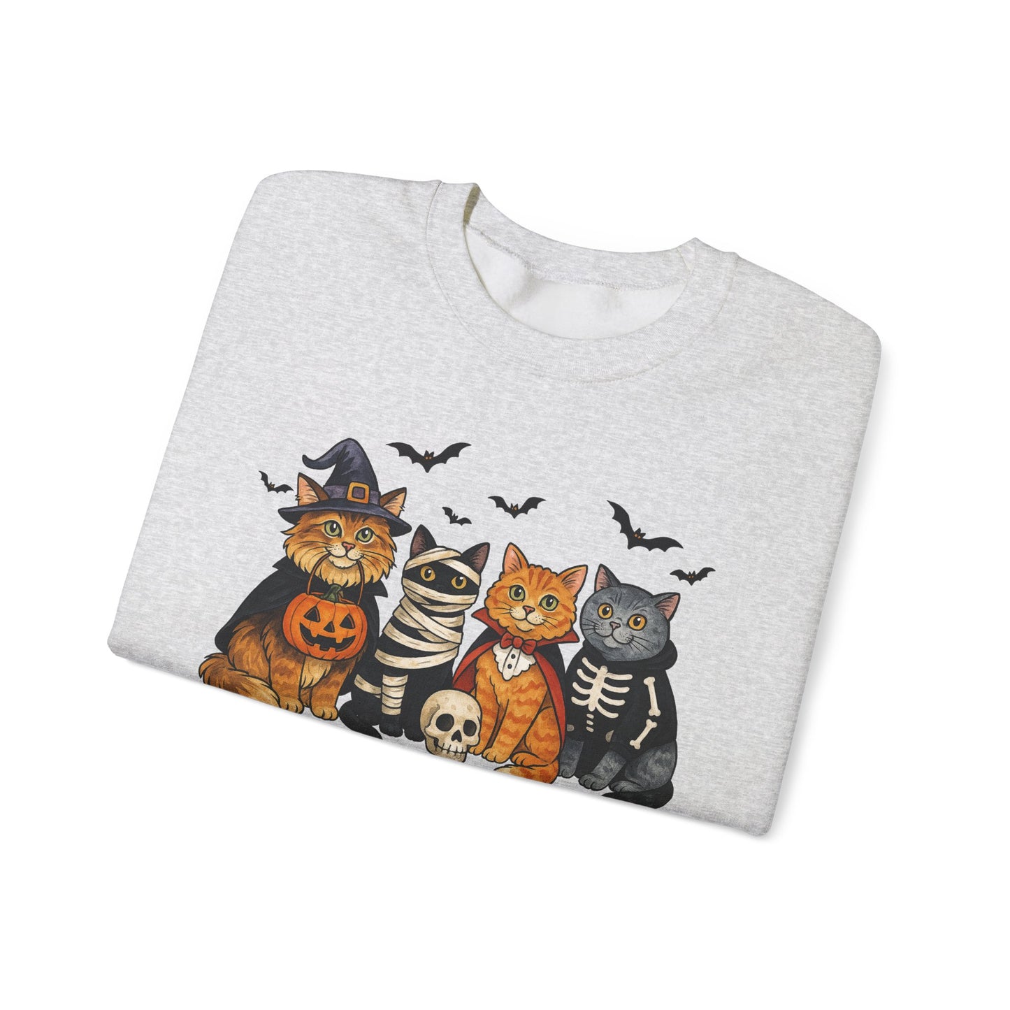 Spooky Cat Crewneck Sweatshirt, Halloween Sweatshirt, Cat Lover Gift, Cozy Fall Apparel, Unisex Sweatshirt, Cute Animal Sweater