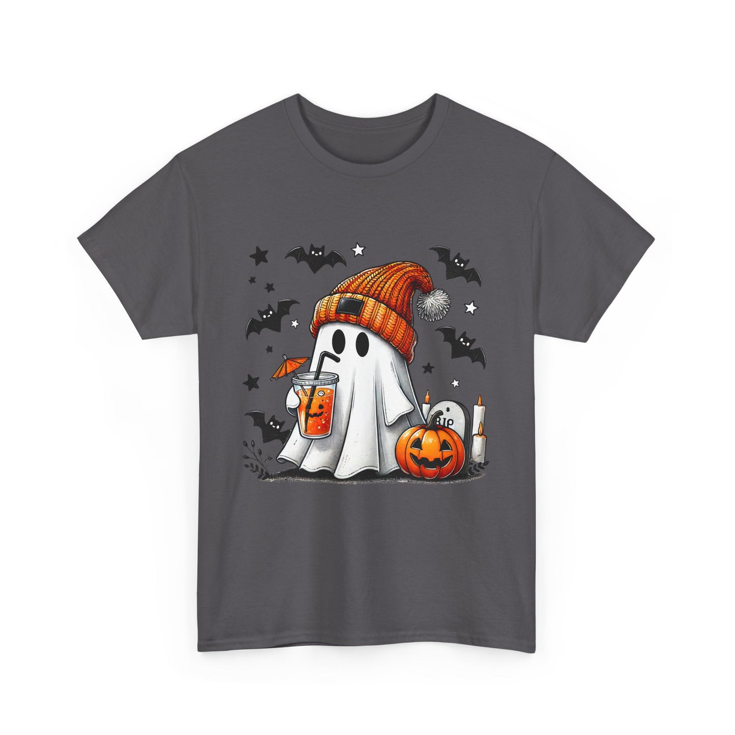 Cute Halloween Ghost Tee, Unisex Heavy Cotton T-Shirt, Spooky Shirt, Fall Fashion, Holiday Apparel, Halloween Costume, Gift Idea
