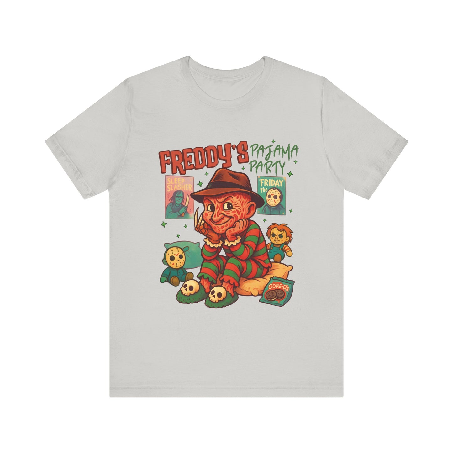Freddy's Pajama Party Unisex Tee | Horror Nostalgia Shirt, Halloween Costume, Gift for Horror Fans, Sleepover Apparel, Movie Night Top