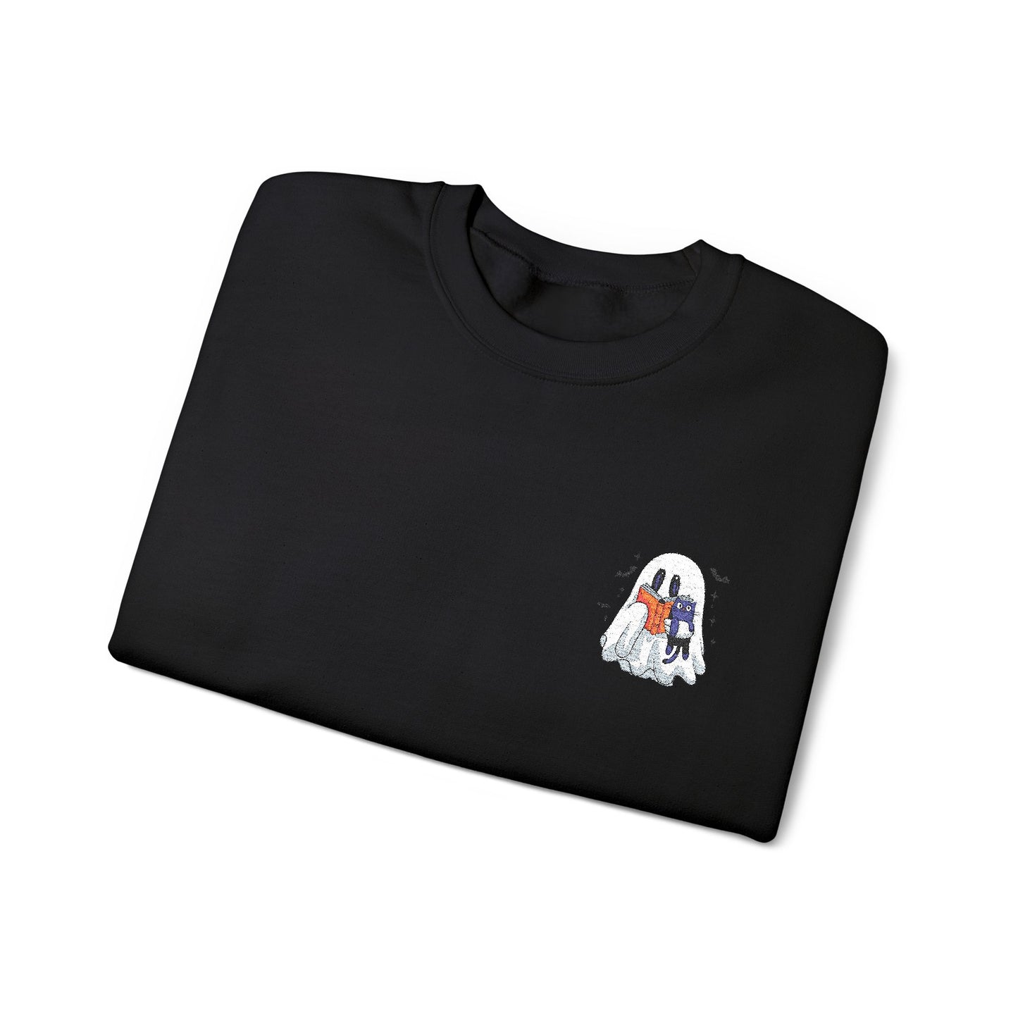 Cute Halloween Ghost Reading Unisex Heavy Blend™ Crewneck Sweatshirt