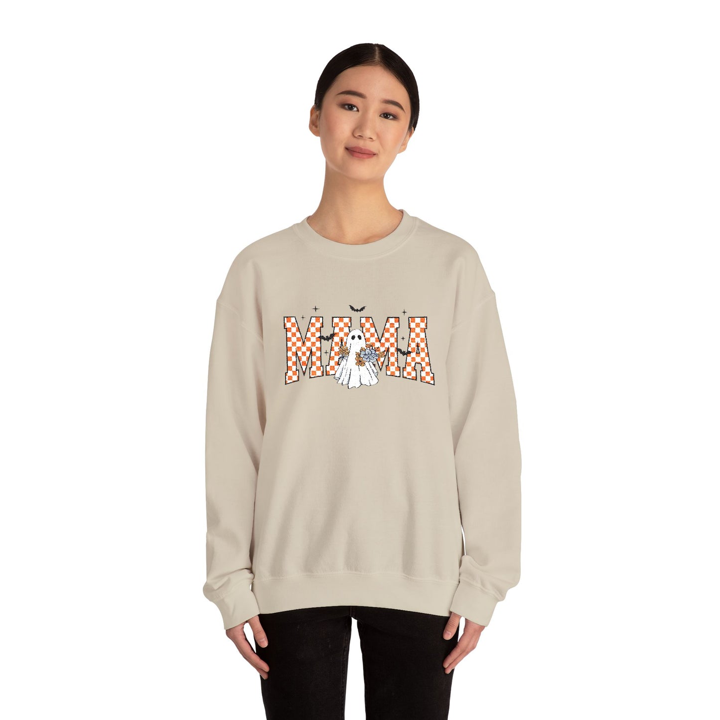 Retro Spooky MAMA Halloween Unisex Heavy Blend™ Crewneck Sweatshirt