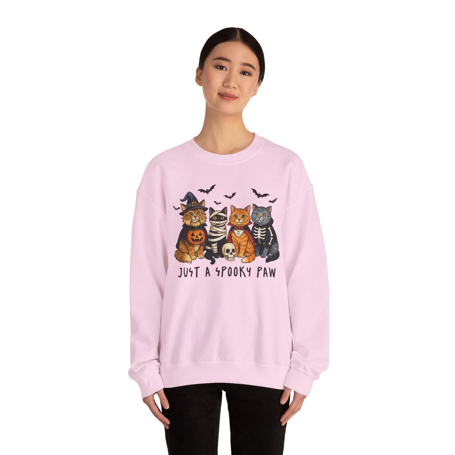 Spooky Cat Crewneck Sweatshirt, Halloween Sweatshirt, Cat Lover Gift, Cozy Fall Apparel, Unisex Sweatshirt, Cute Animal Sweater