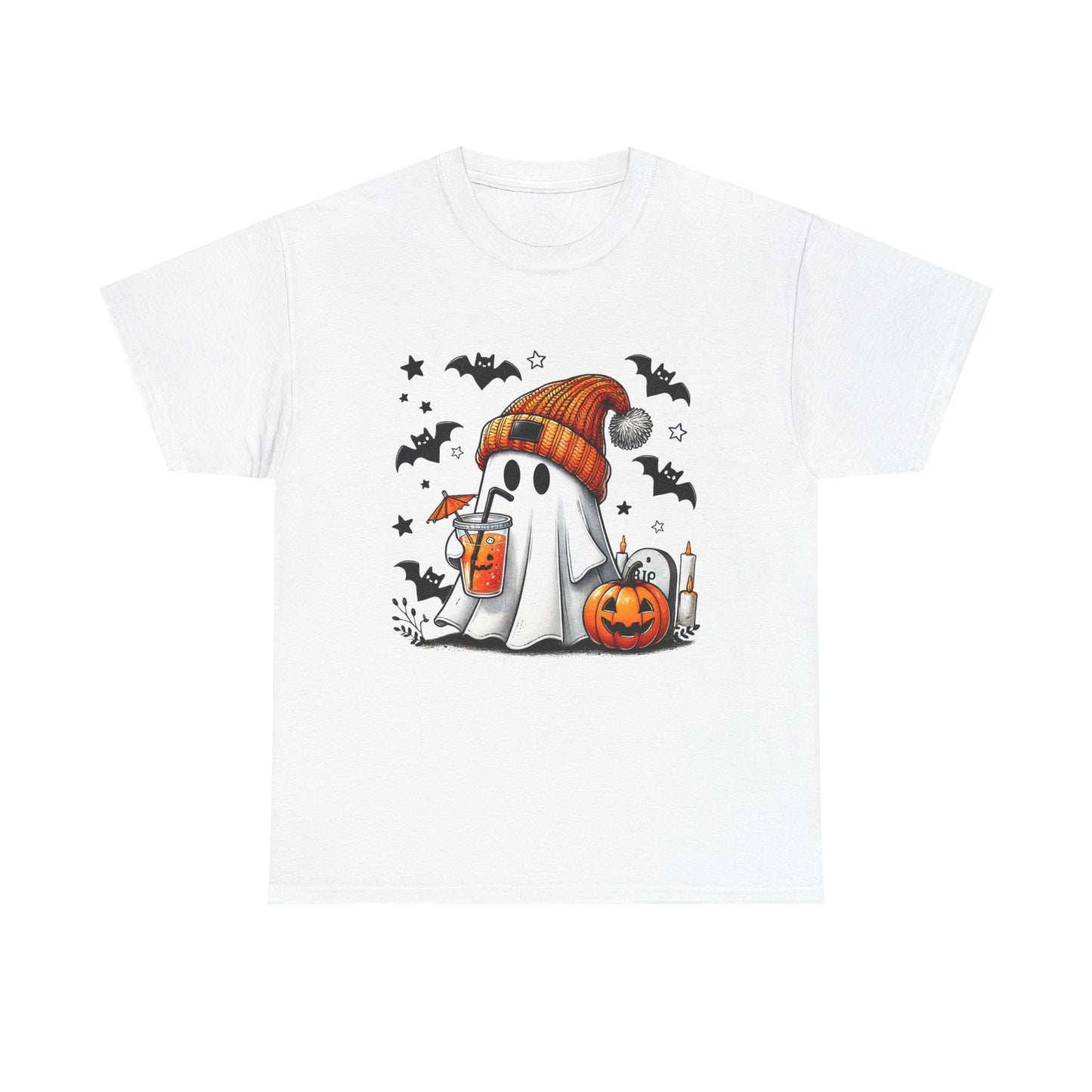Cute Halloween Ghost Tee, Unisex Heavy Cotton T-Shirt, Spooky Shirt, Fall Fashion, Holiday Apparel, Halloween Costume, Gift Idea