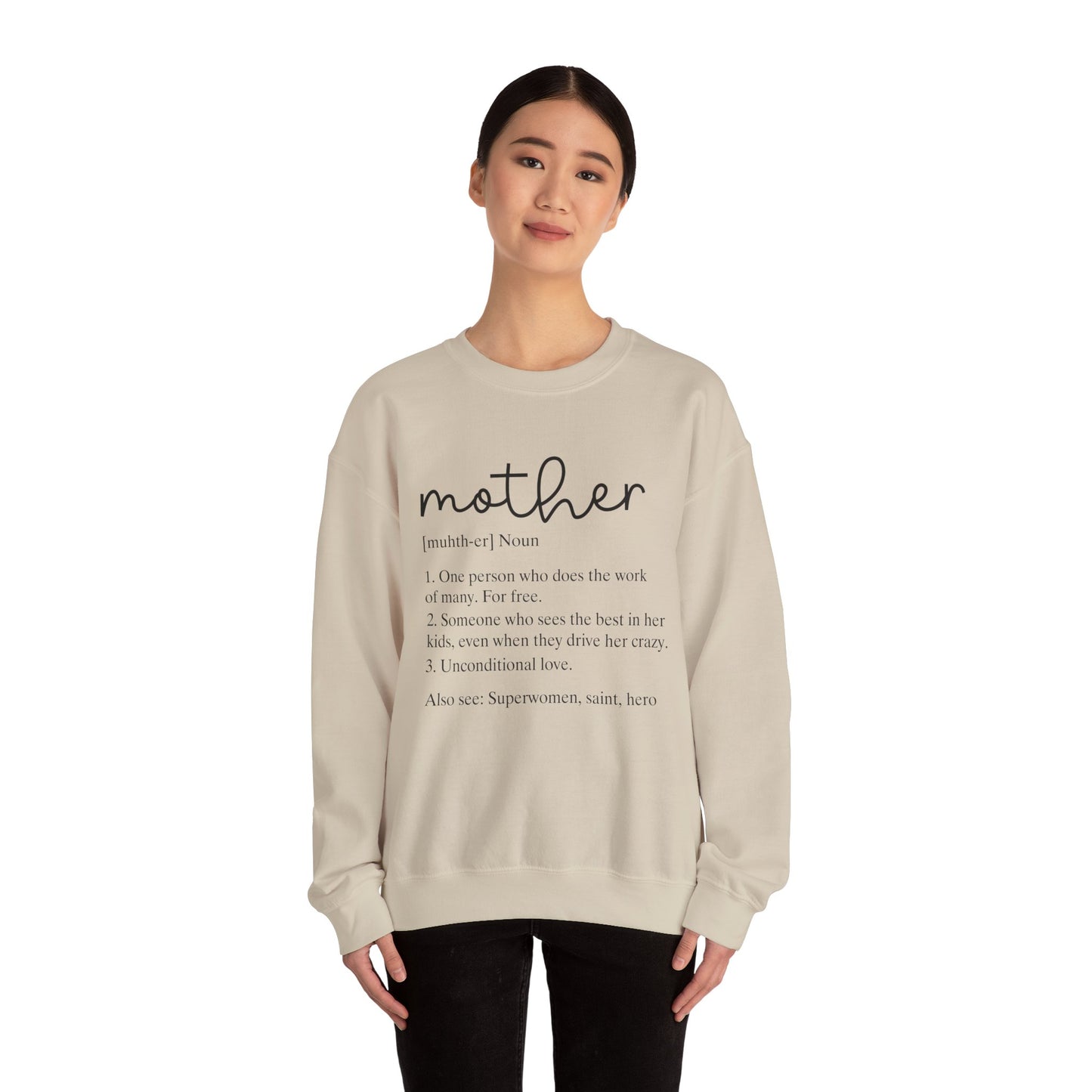 Mother Definition Unisex Crewneck Sweatshirt | Gift for Moms | Cozy & Heartfelt Apparel