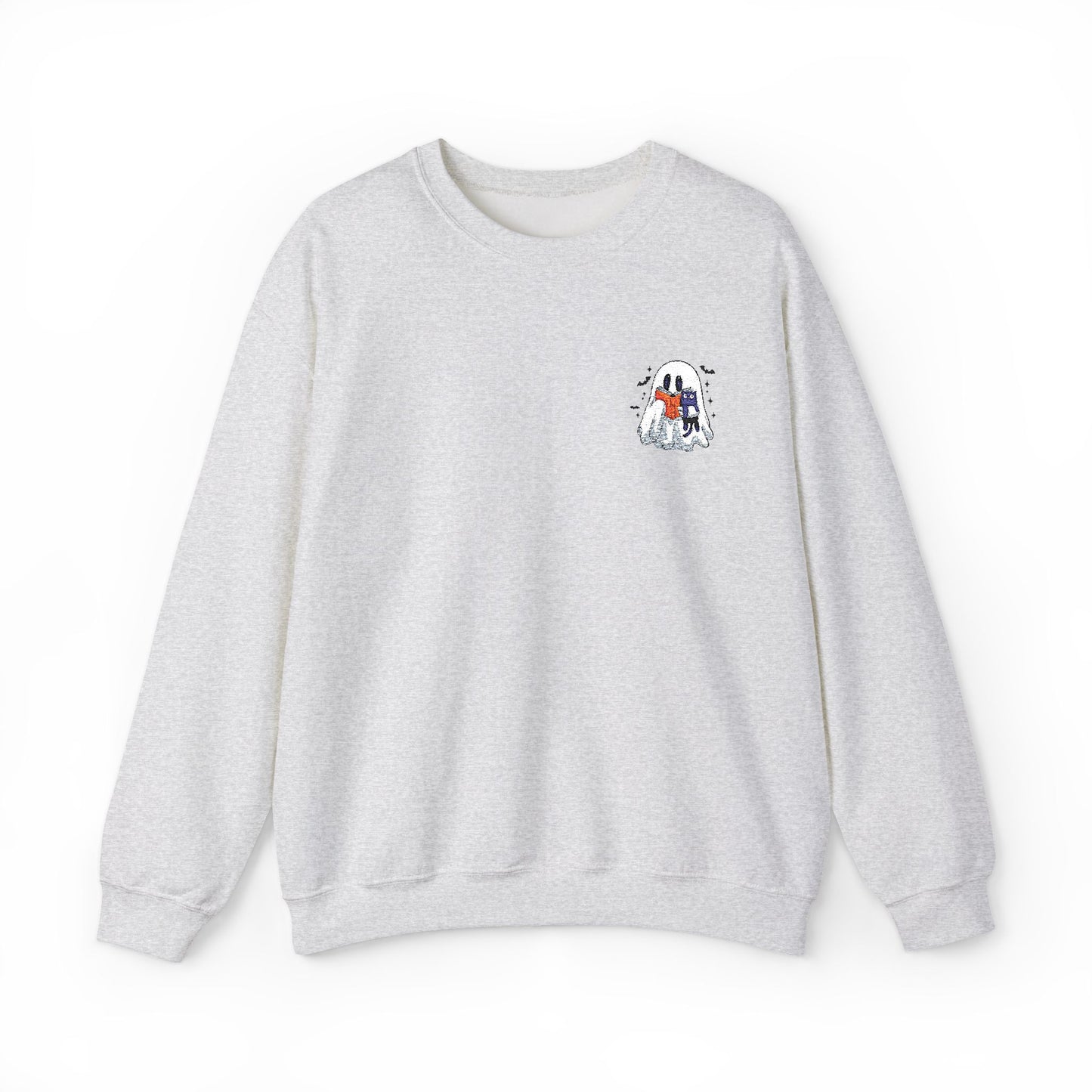 Cute Halloween Ghost Reading Unisex Heavy Blend™ Crewneck Sweatshirt