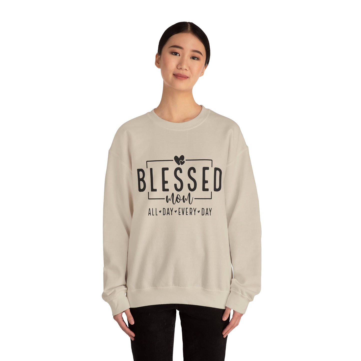 Blessed Mom Unisex Heavy Blend™ Crewneck Sweatshirt - All Day Everyday