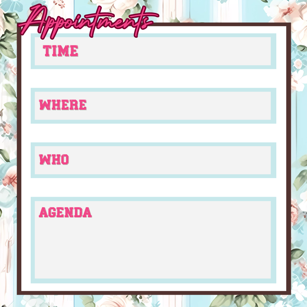 Editable Blue and White Stripe Floral Sticky Notes Bundle (Set of 5) | Printable Notes, To-Do List, Planner Pads | Cute Digital Stationery