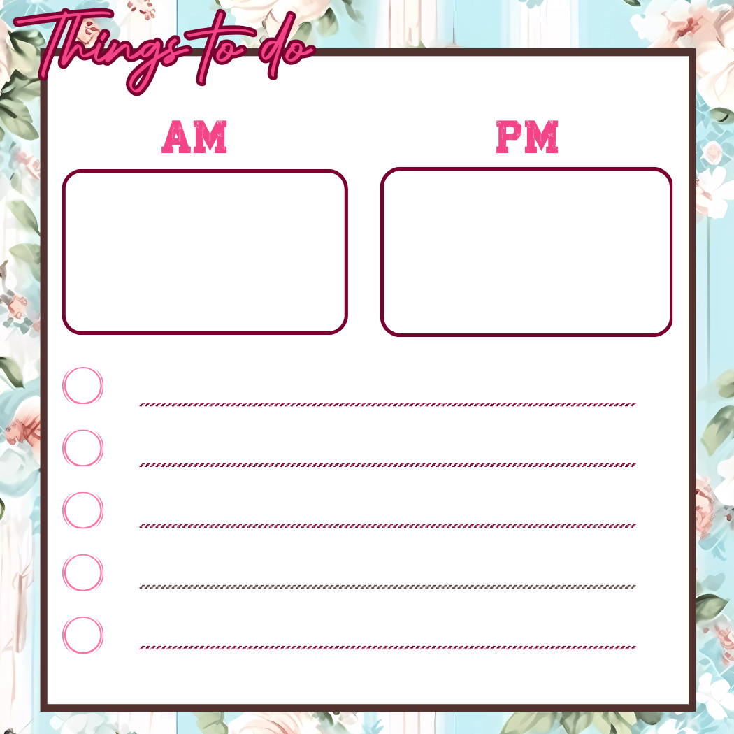 Editable Blue and White Stripe Floral Sticky Notes Bundle (Set of 5) | Printable Notes, To-Do List, Planner Pads | Cute Digital Stationery