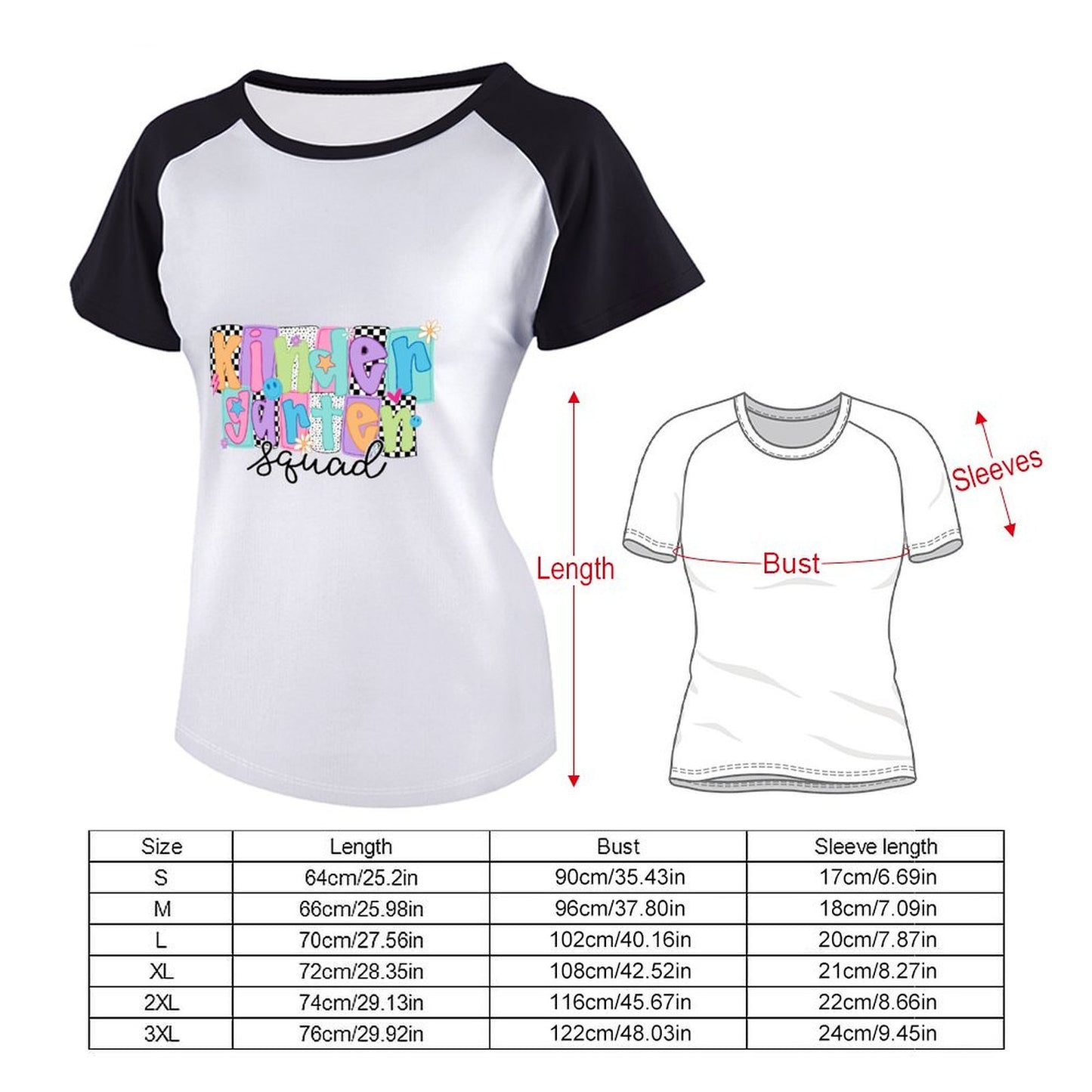 Women's Kindergarten Squad Short Sleeve T-Shirt Women's Raglan T-Shirt (Front Side Printing)